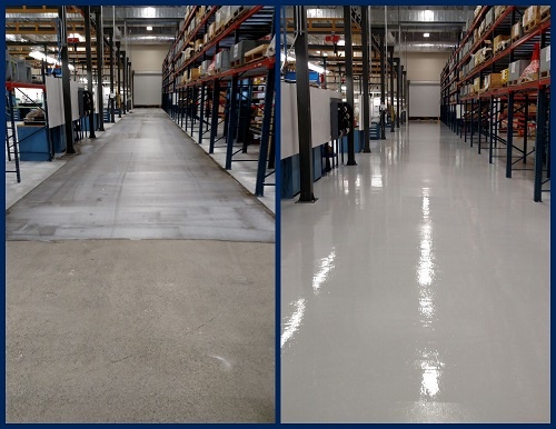 Concrete refinishing with urethane before and after