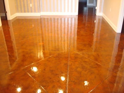 stained concrete floor with decoration